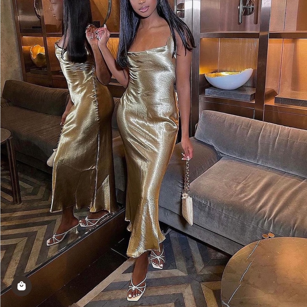 SATIN GOLD DRESS